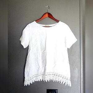 Terzo Millenio Linen Appliqué Top anthropologie made in Italy size s